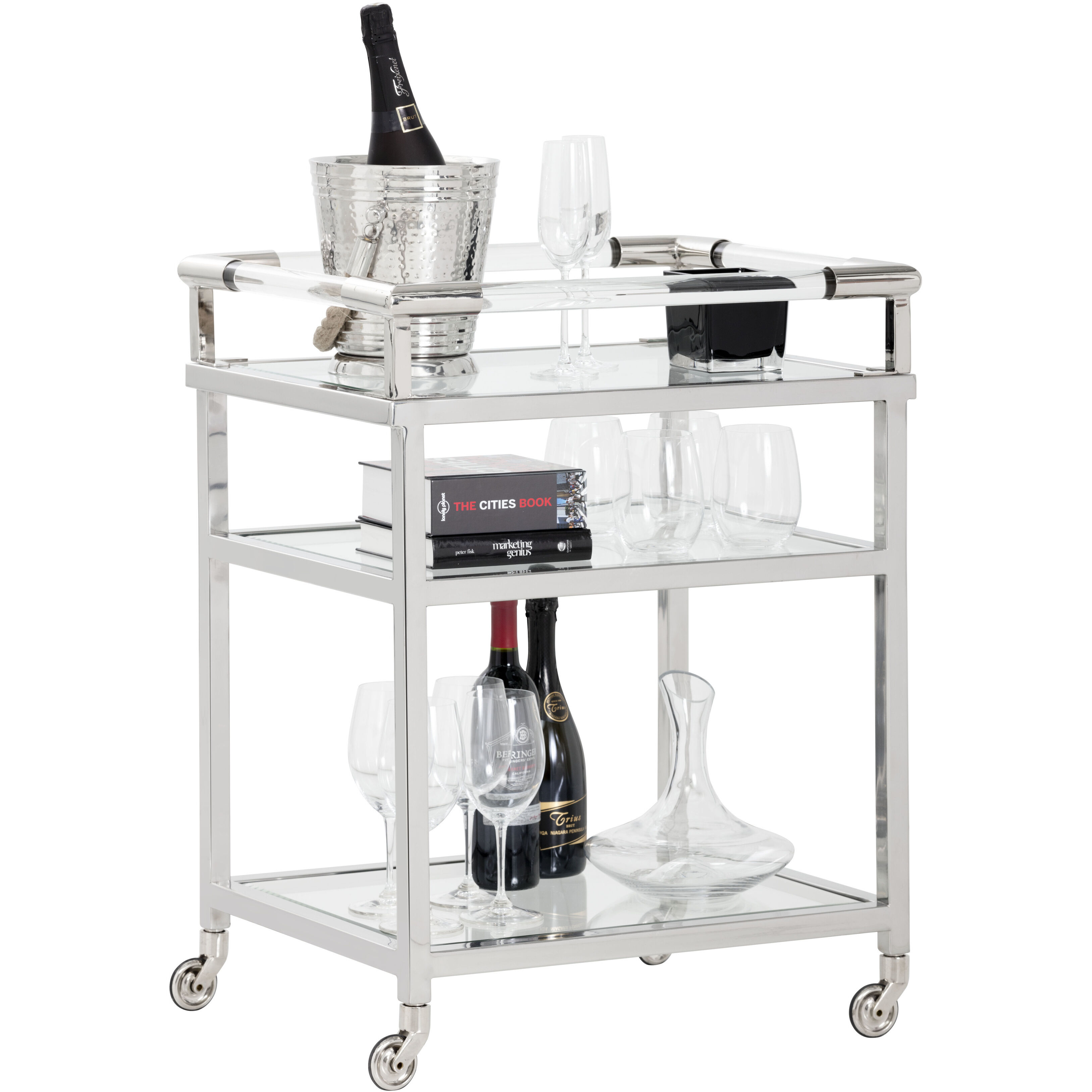 Margo Clear / Silver Bar Cart
